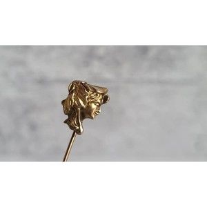 Vintage Gold Filled Lady in Profile Pin